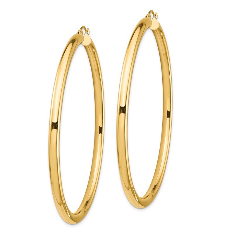 14k 4x70mm Polished Lightweight Round Tube Hoop Earrings