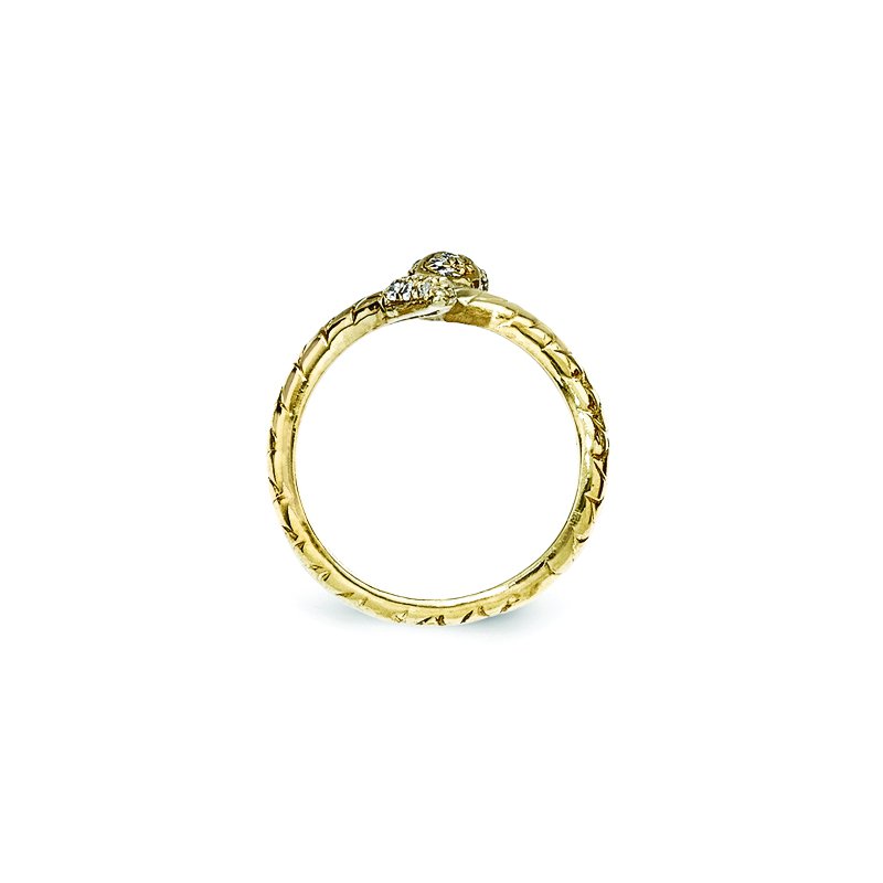 Sterling Silver Gold-plated Brilliant-cut Black and White CZ Snake Ring