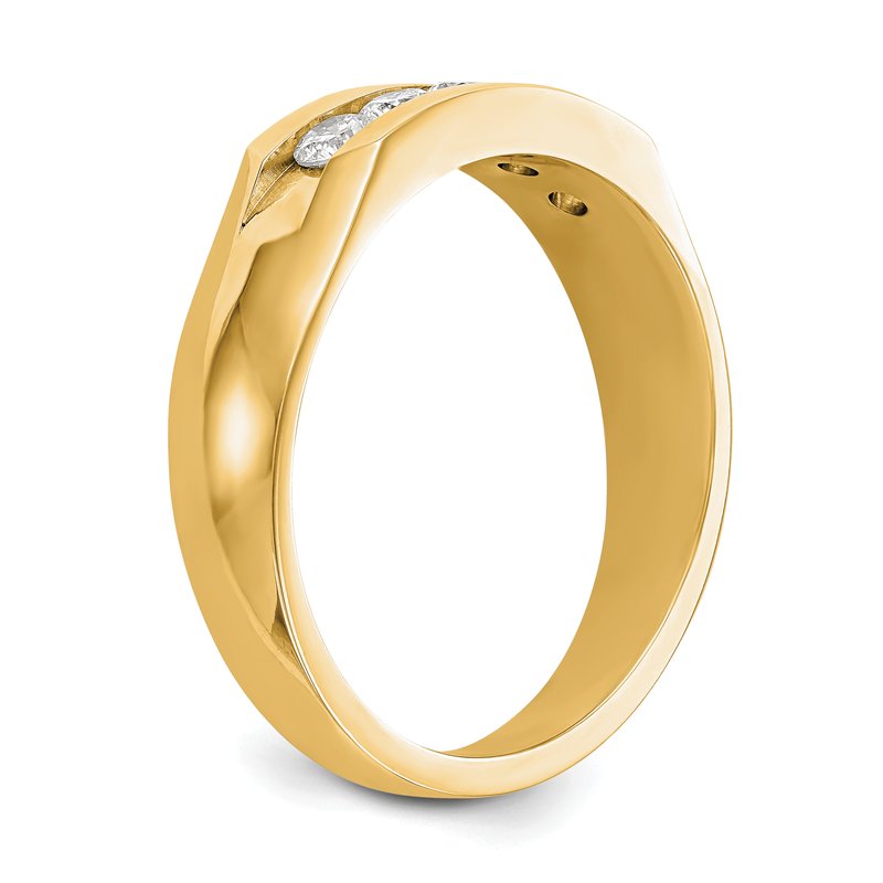 14K White Gold Men's 1/3 carat Lab Grown Diamond VS+ F+ Complete Channel Five Stone Band