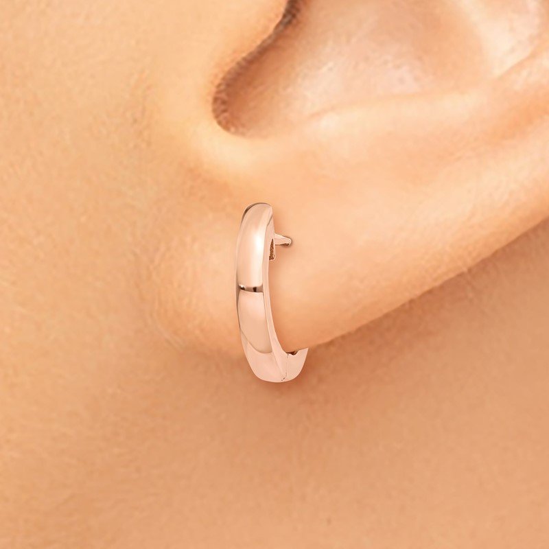 14K Rose Gold Hinged Hoop Earrings