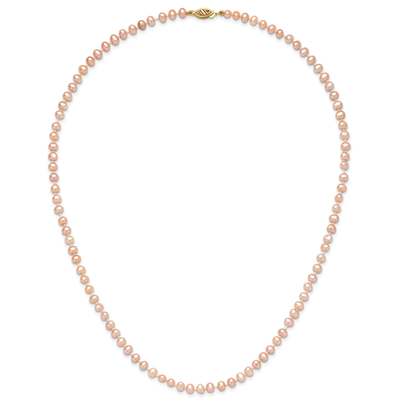 14k 4-5mm Pink Near-Round Freshwater Cultured Pearl 16 inch Necklace