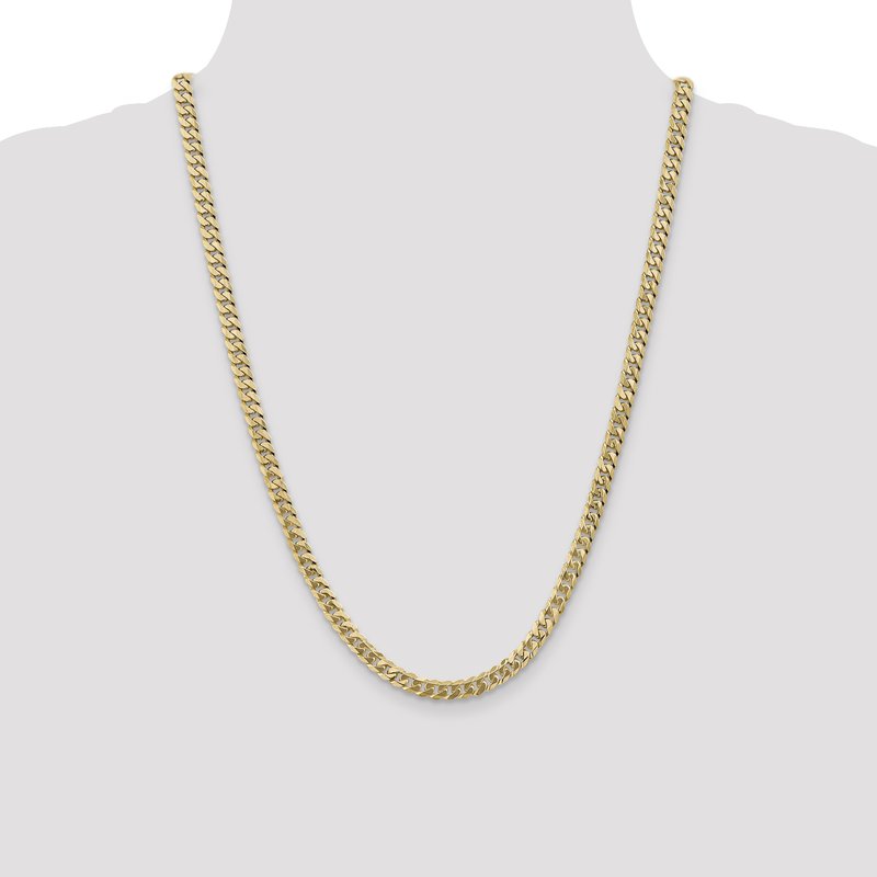 14K 26 inch 5.75mm Flat Beveled Curb with Lobster Clasp Chain