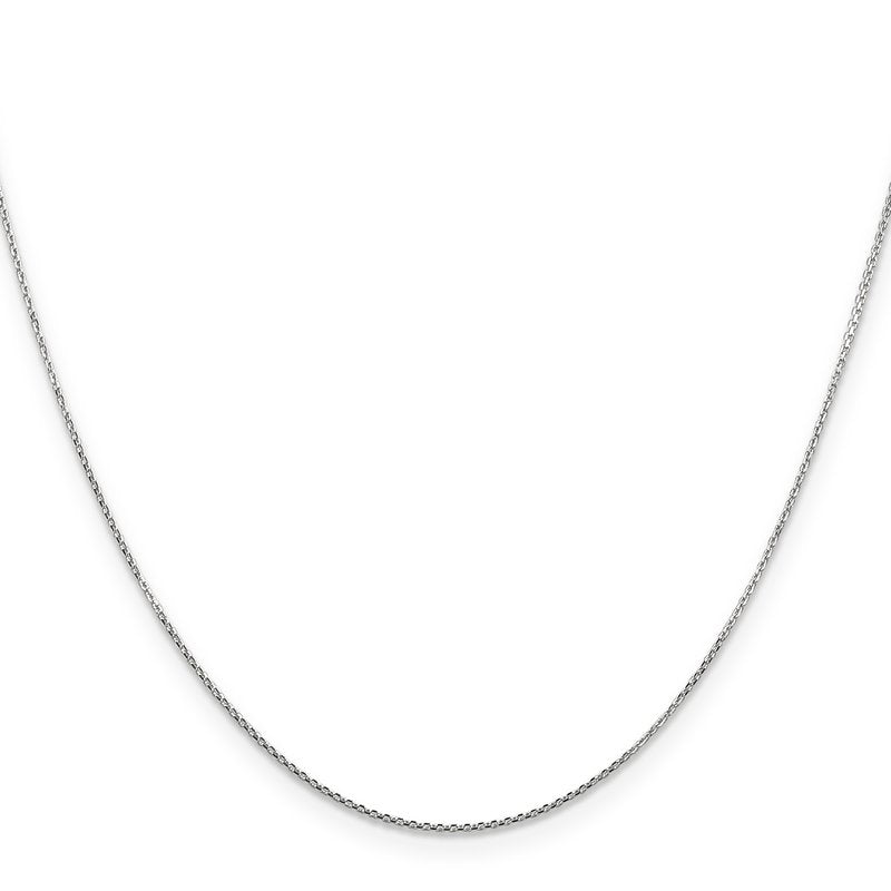 14K White Gold 26 inch .8mm Diamond-cut Round Open Link Cable with Lobster Clasp Chain