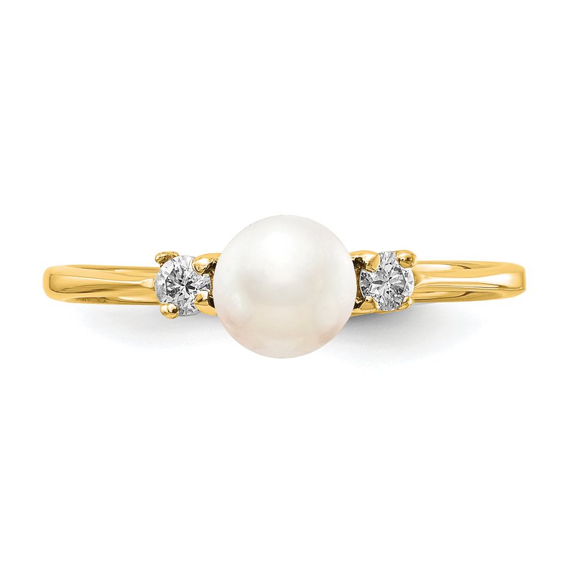 14k 5mm FW Cultured Pearl AA Diamond ring