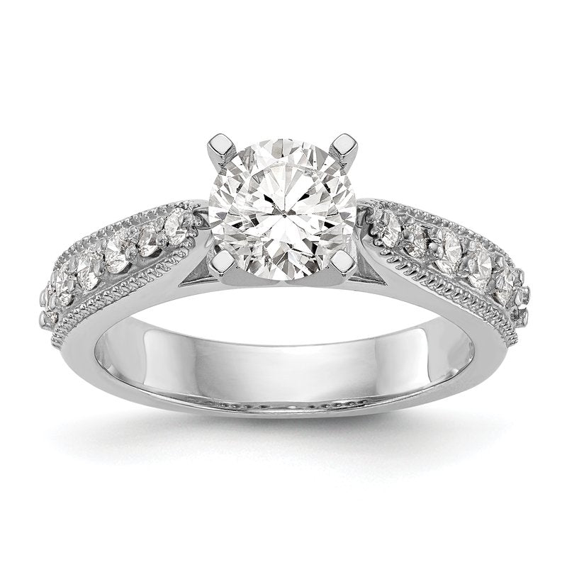 14K White Gold 1/3 carat Lab Grown Diamond VS/SI  D E F  Semi Mount Peg Set Ring