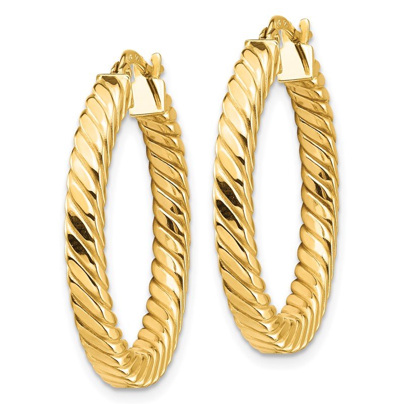 14k Polished & Twisted 3mm Square Tube Hoop Earrings