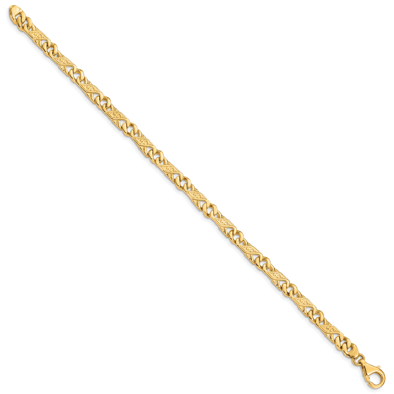 14K 18 inch 5.5mm Hand Polished Fancy Link with Fancy Lobster Clasp Chain
