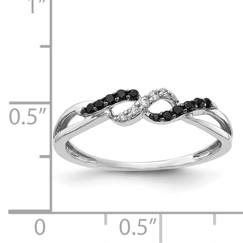 14k White Gold w/ Blue and White Diamond Twist Ring