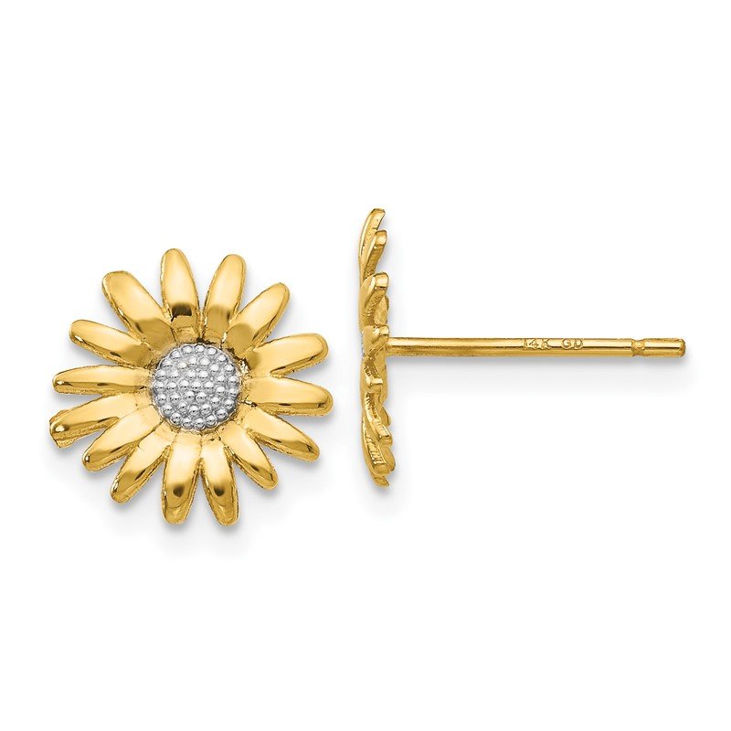 14k &amp; Rhodium Mini Daisy Post Earrings