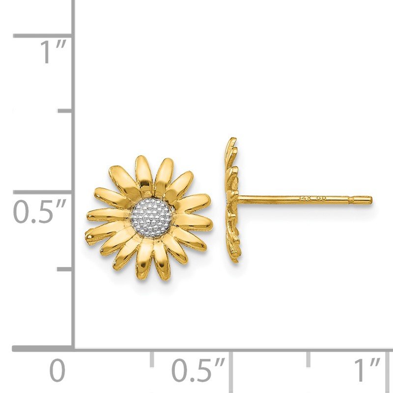 14k &amp; Rhodium Mini Daisy Post Earrings