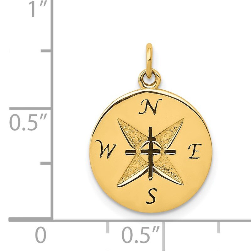 14k Antiqued Compass 18mm Engravable Disc Pendant