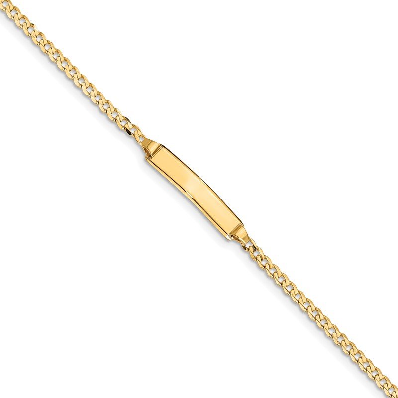 14k Polished Solid Chain/Solid Plate Curb Link 20x4.8mm Plate 5.5 inch Baby/Child ID Bracelet