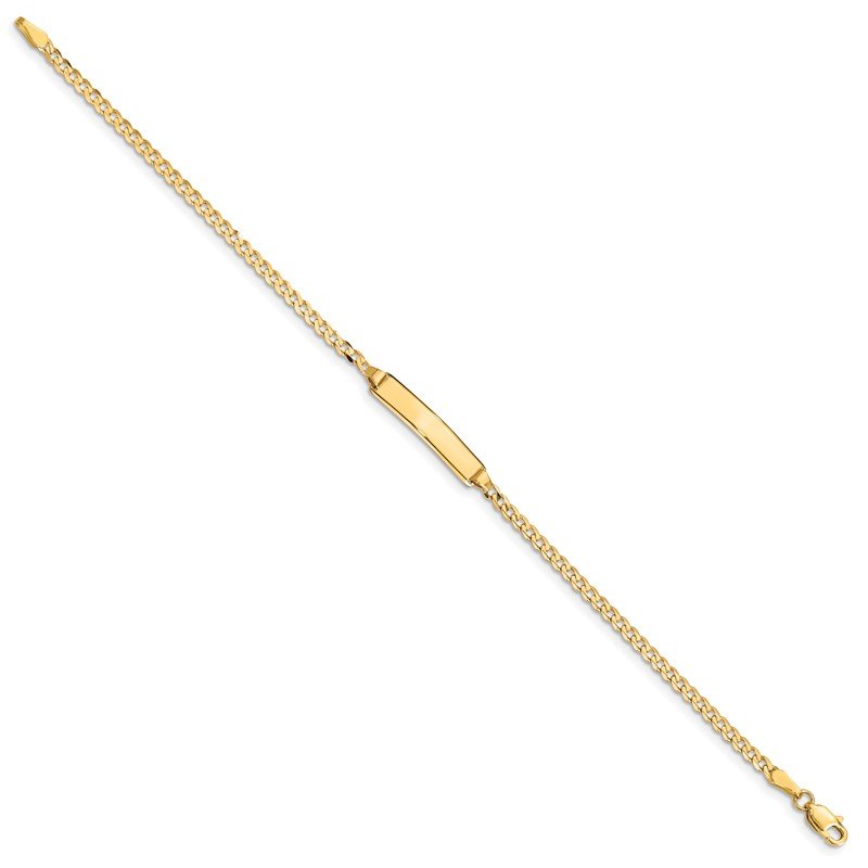 14k Polished Solid Chain/Solid Plate Curb Link 20x4.8mm Plate 5.5 inch Baby/Child ID Bracelet