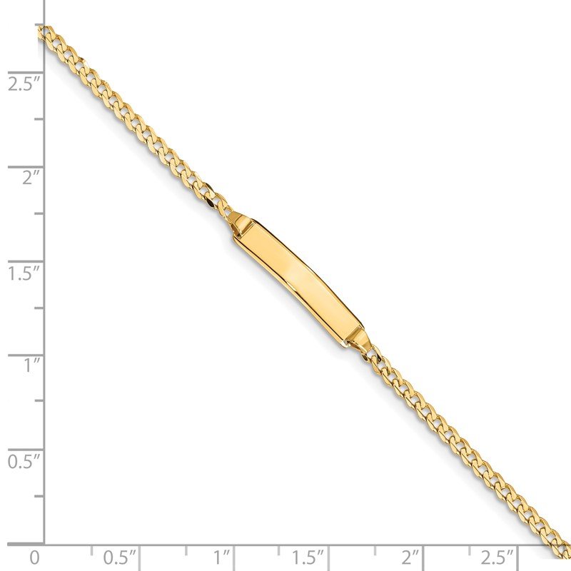 14k Polished Solid Chain/Solid Plate Curb Link 20x4.8mm Plate 5.5 inch Baby/Child ID Bracelet