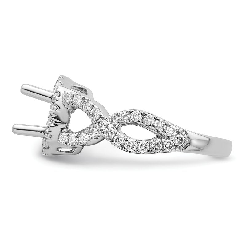 14K White Gold 3/4 carat Lab Grown Diamond VS/SI  D E F  Semi Mount Round Halo Engagement Ring