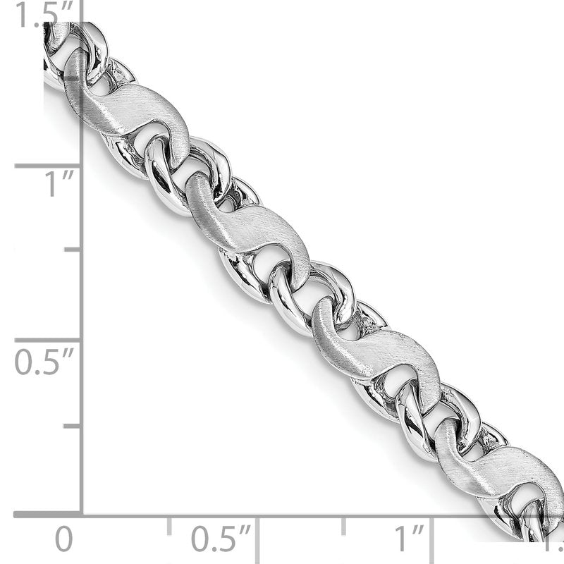14K White Gold 18 inch 5.4mm Hand Polished and Satin Fancy S-Link with Fancy Lobster Clasp Chain
