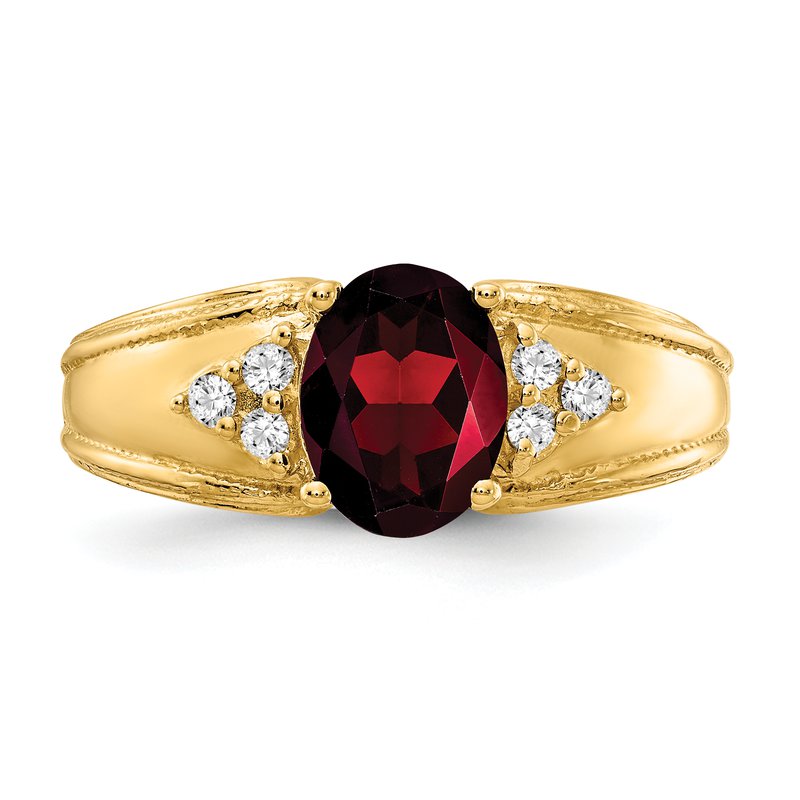 14k 8x6mm Oval Garnet AAA Diamond ring