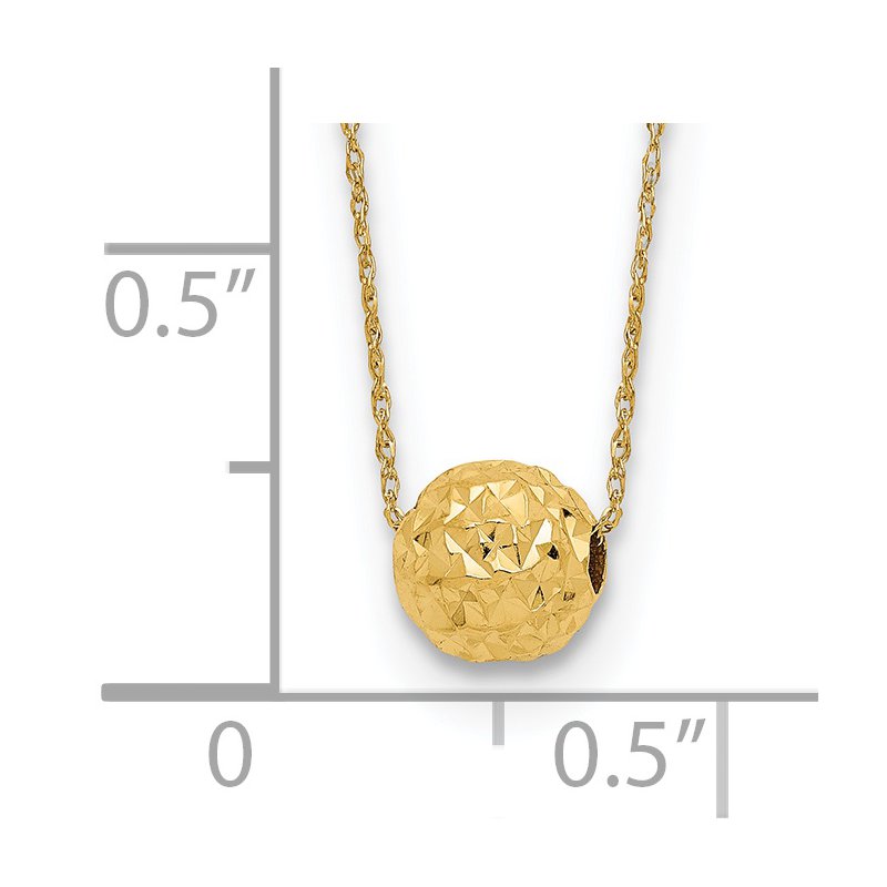 14k Polished Textured 6mm Bead 18 inch Necklace