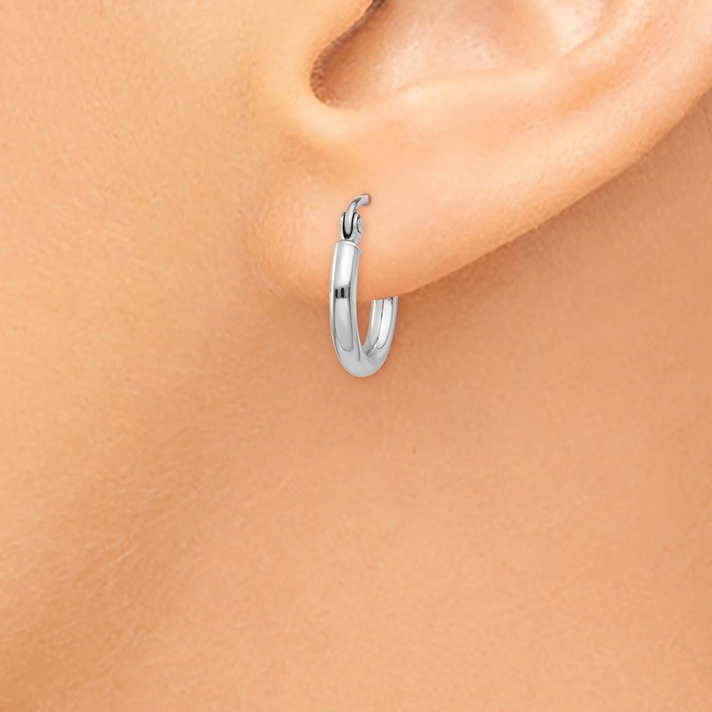 14k White Gold 2x12mm Polished Lightweight Tube Hoop Earrings