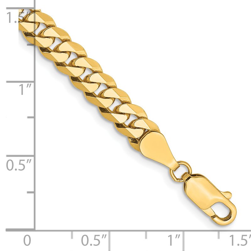 14K 26 inch 5.75mm Flat Beveled Curb with Lobster Clasp Chain