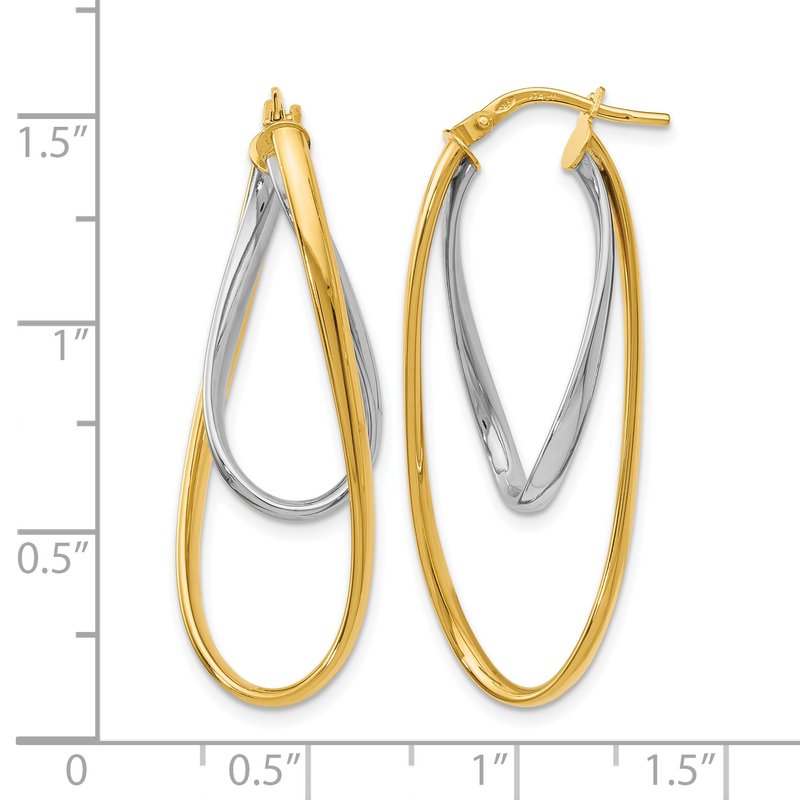14K Two-Tone Polished Hoop Earrings