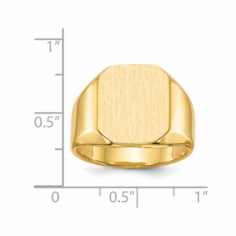 14k 13.0x15.5mm Closed Back Mens Signet Ring