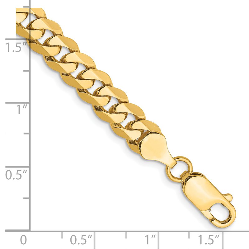 14K 26 inch 7.25mm Flat Beveled Curb with Lobster Clasp Chain