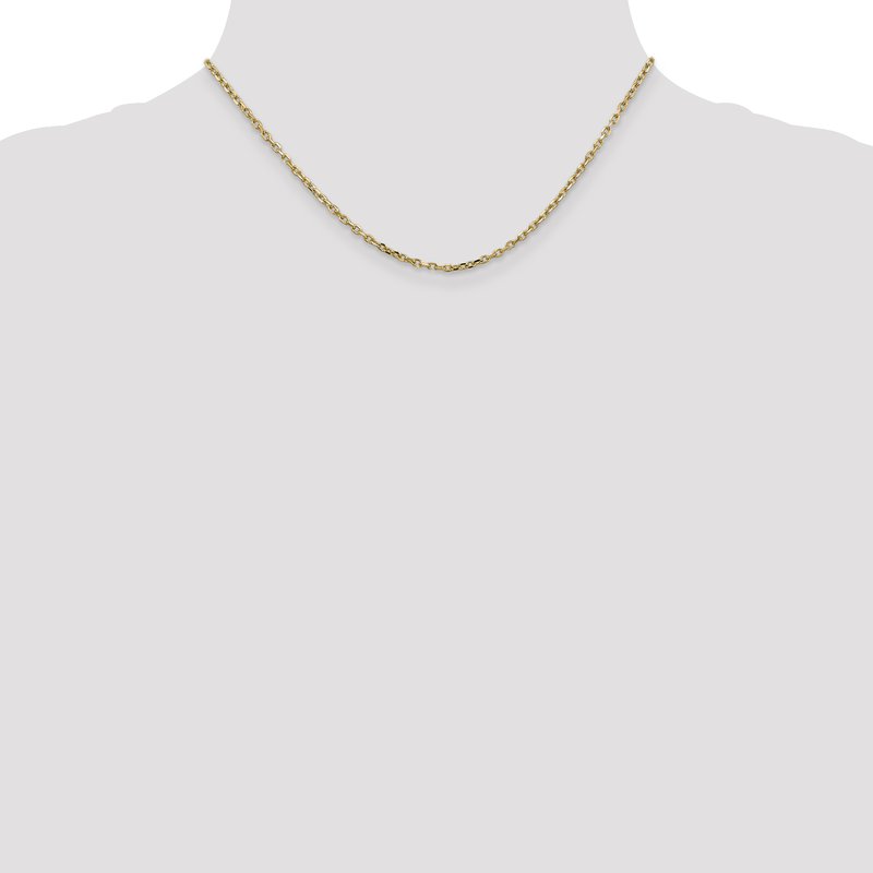14K 26 inch 2.2mm Diamond-cut Round Open Link Cable with Lobster Clasp Chain
