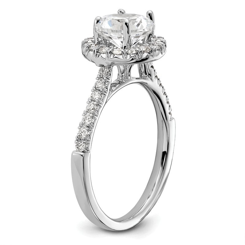 14K White Gold 1/4 carat Lab Grown Diamond VS+ F+ Semi-Mount Round Halo Engagement Ring