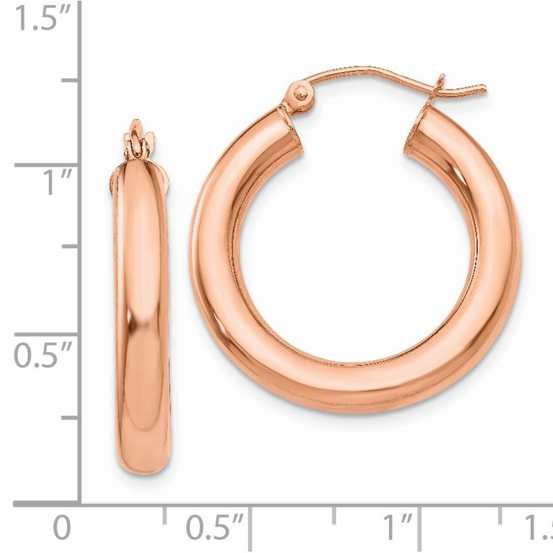 14k Rose Gold 4x25mm Polished Tube Hoop Earrings