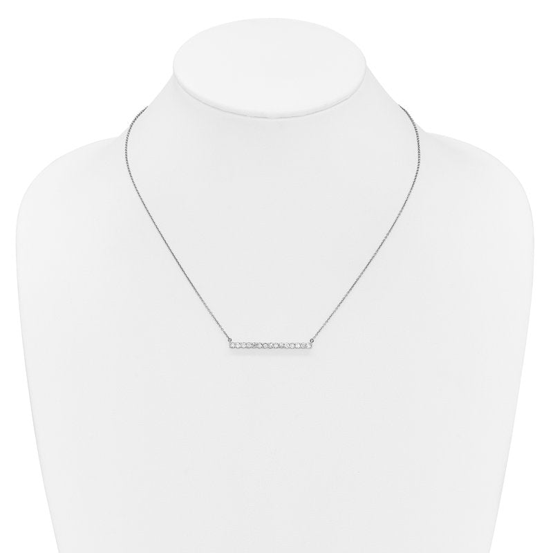 14k White Gold 1/10 carat Diamond Bar 18 inch Necklace