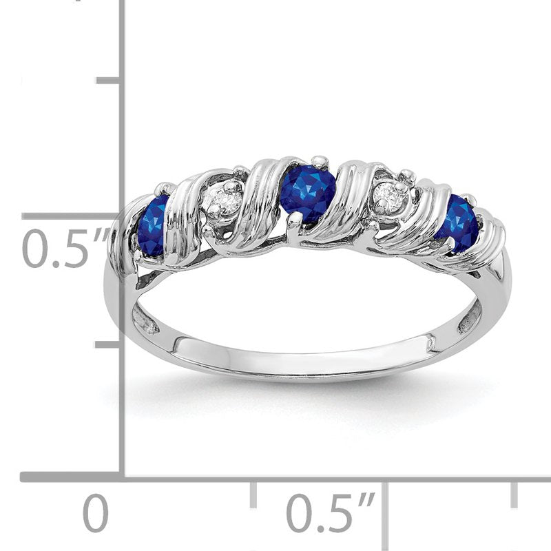 14k White Gold 2.75mm Sapphire AAA Diamond ring