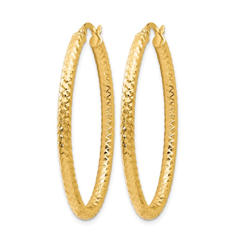 14K ForeverLite Polished and Textured Oval Hoop Earrings