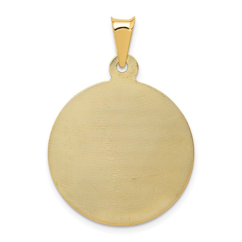 14K Polished Diamond-cut Large Solid Sagrado Corazon de Jesus Round Pendant