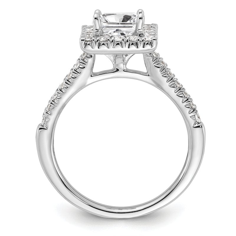 14K White Gold 1/3 carat Lab Grown Diamond VS+ F+ Semi-Mount Princess Halo Engagement Ring