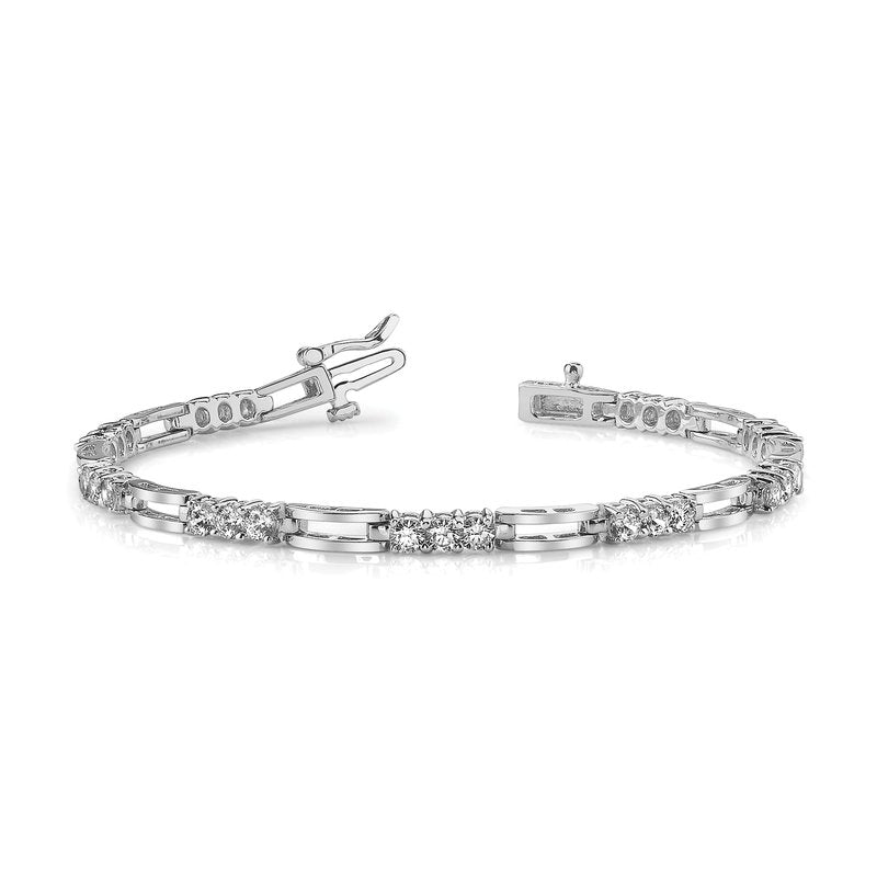 14k White Gold Complete 1.5 carat Round AAA Diamond Paperclip Link 7 inch Tennis Bracelet