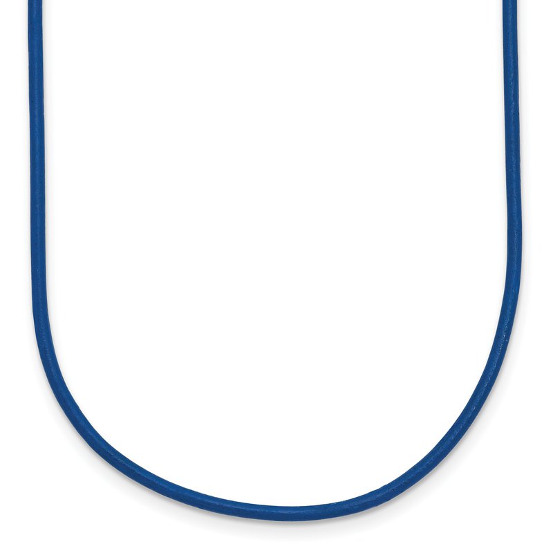 14k Yellow Clasp 1.6mm 16 inch Royal Blue Leather Cord Necklace