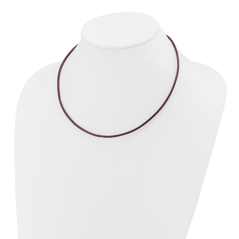 14k Yellow Clasp 2mm 16 inch Brown Leather Cord Necklace