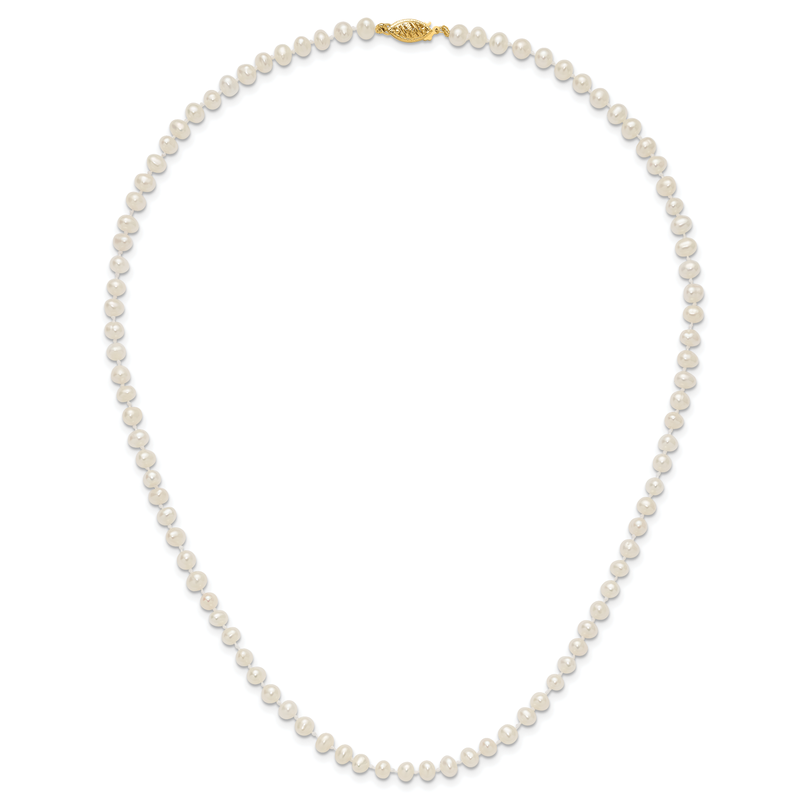 14k 4-5mm White Near-Round Freshwater Cultured Pearl 16 inch Necklace