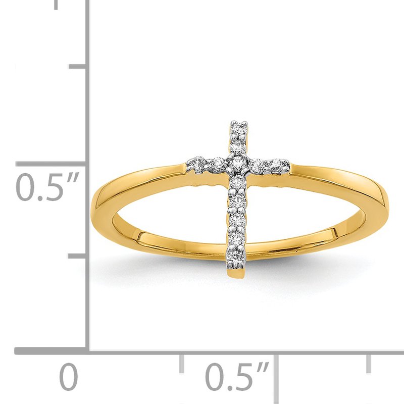 14k White Gold Diamond Cross Ring