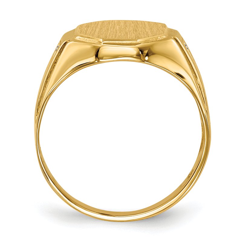 14k 11.5x12.5mm Open Back AA Diamond Mens Signet Ring