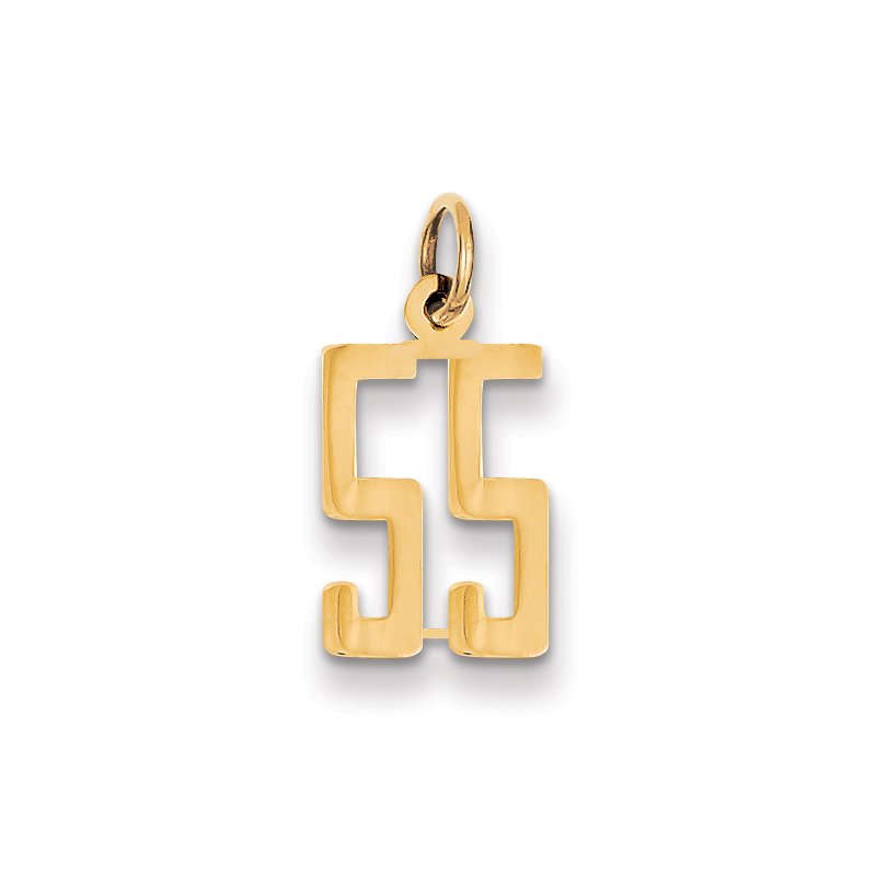 14k Small Elongated Number 55 Charm