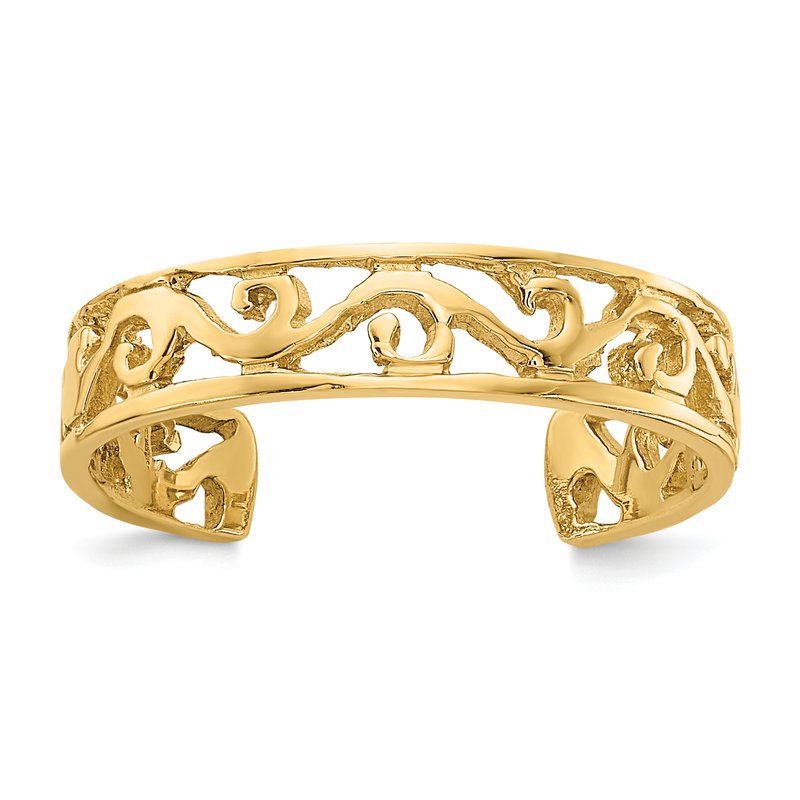 14k Polished and Diamond-cut Toe Ring