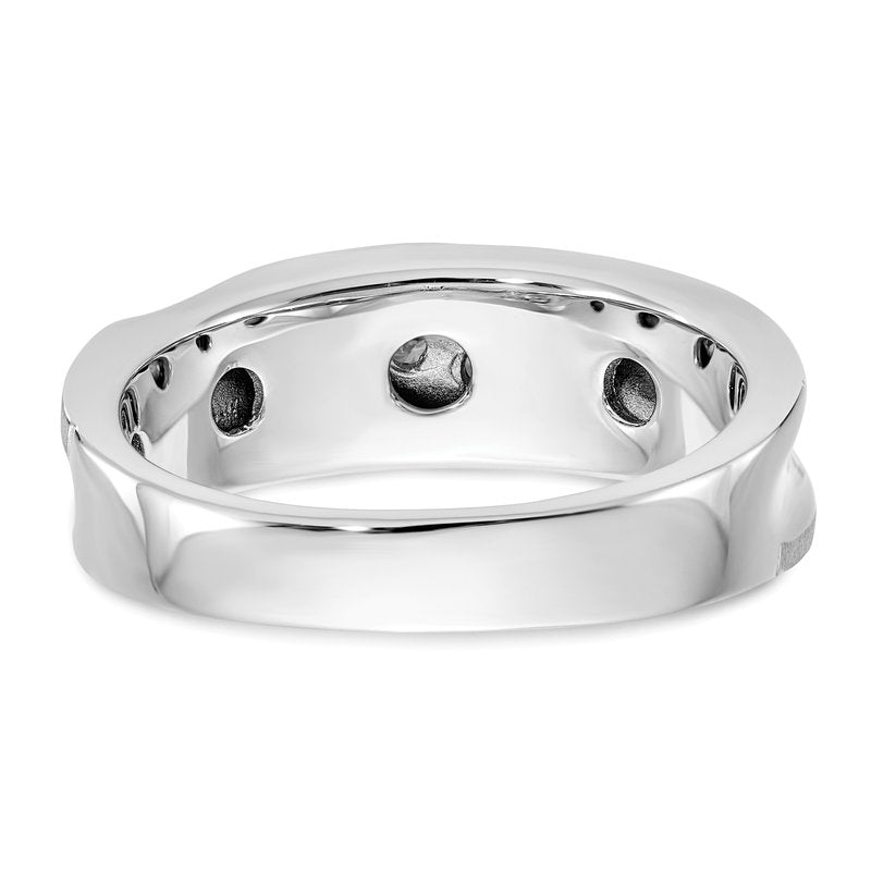14K White Gold Men's 1/4 carat Lab Grown Diamond VS/SI  D E F  Brushed and Polished Band