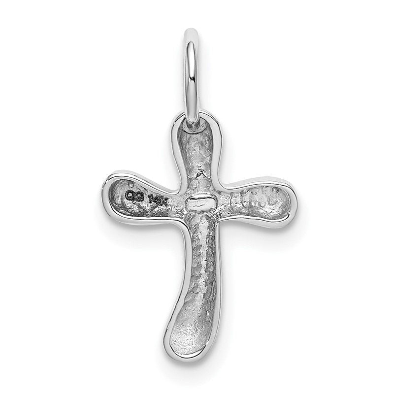 14k White Gold Small Freeform Cross Pendant