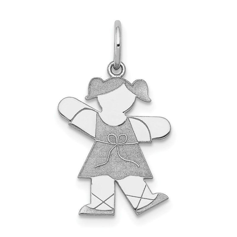 14k White Gold The Kids Small Ballet Girl Engravable Kiss Charm