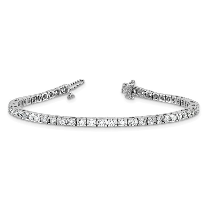 14k White Gold Complete 2.86 carat Round VS Diamond 4-prong 7 inch Tennis Bracelet