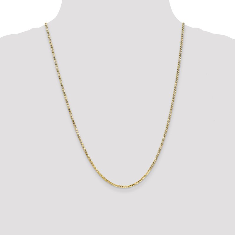 14K 10 inch 2.2mm Flat Beveled Curb with Lobster Clasp Anket