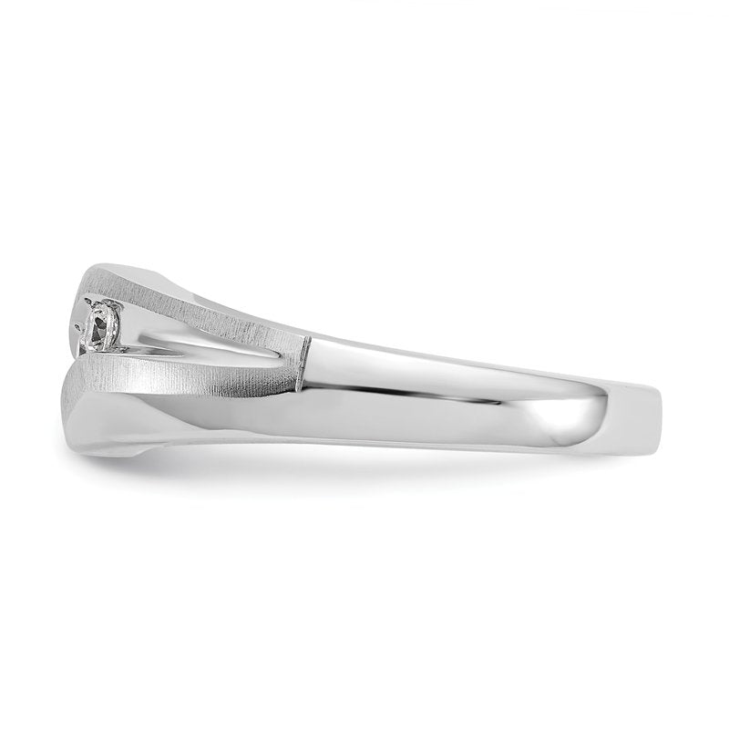 14K White Gold Men's 1/5 carat Lab Grown Diamond VS+ F+ Complete Brushed and Polished Band