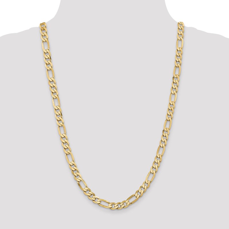 14K 26 inch 7.5mm Flat Figaro with Lobster Clasp Chain